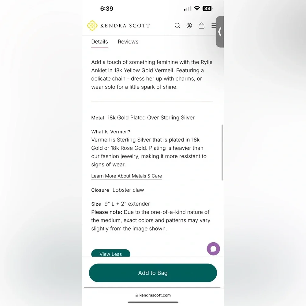 Kendra Scott Rylie Anklet - Picture 6 of 6